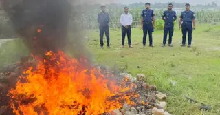 টাঙ্গুয়ার হাওরে ৫ লাখ টাকার নিষিদ্ধ জাল পুড়িয়ে দিয়েছে প্রশাসন